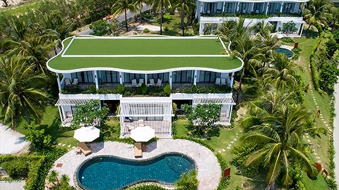 Cụm bungalow nằm giữa khu vườn xanh mát