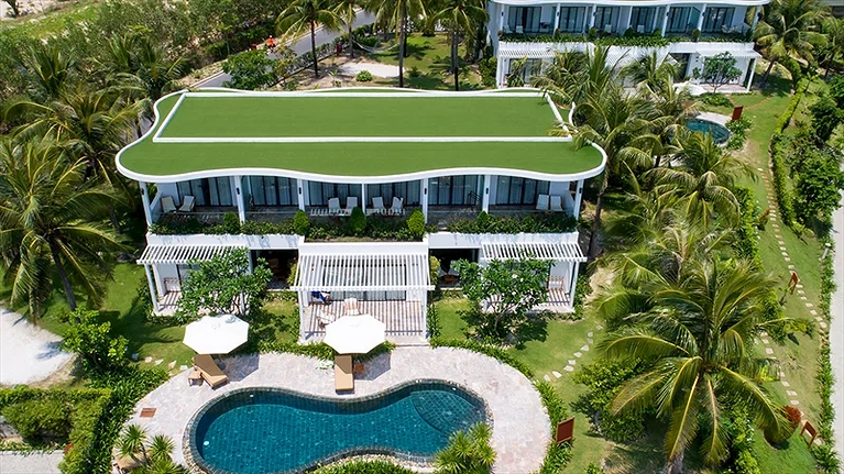 Cụm bungalow nằm giữa khu vườn xanh mát