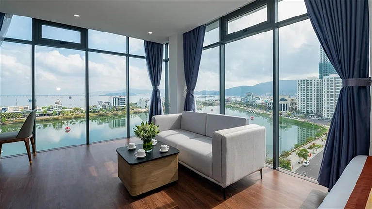 góc tiếp khách bên trong Family Room