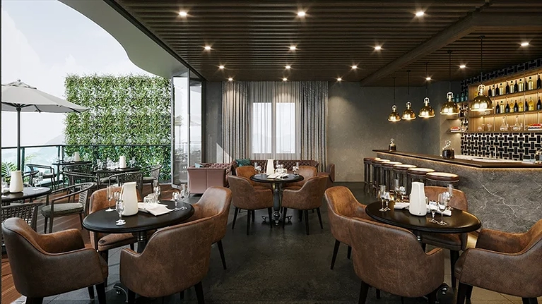 Quầy bar bên cạnh bể bơi