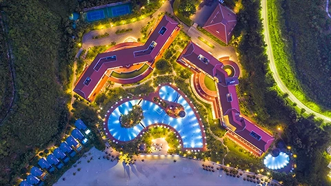 Toàn cảnh Khu nghỉ về đêm khi nhìn từ trên cao