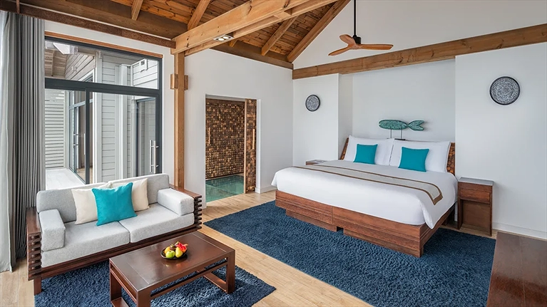 Phòng ngủ với nội thất gần gũi thiên nhiên