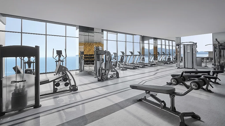 Phòng Gym với tầm nhìn ra biển