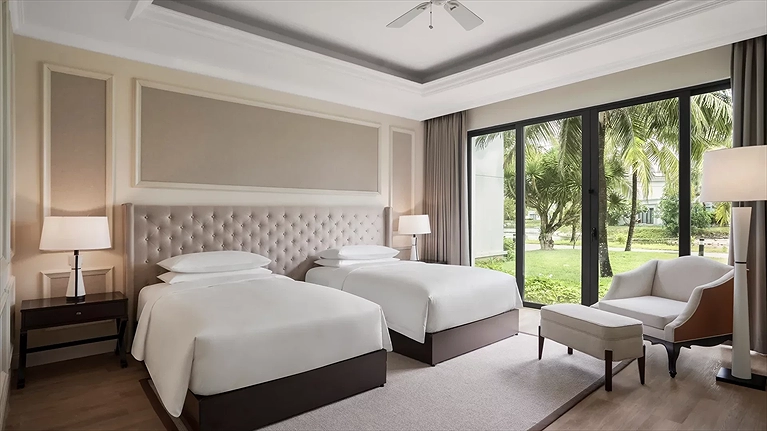 Villa với phòng 2 giường đơn phù hợp cho trẻ nhỏ