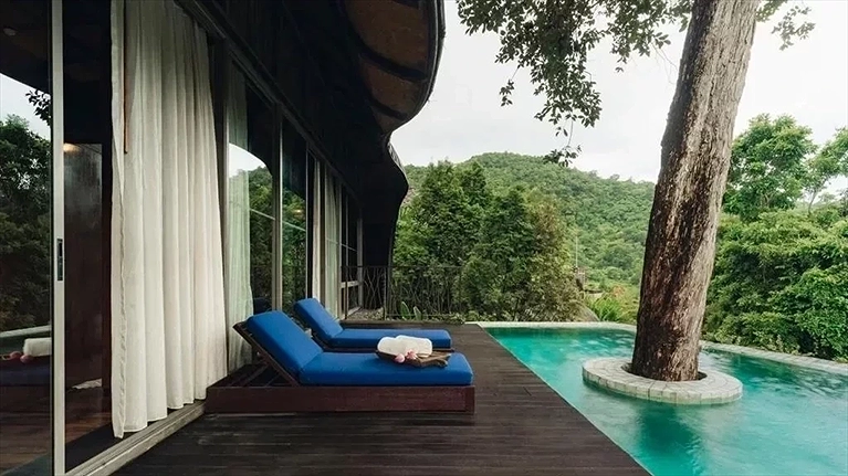 Bird's nest pool villas