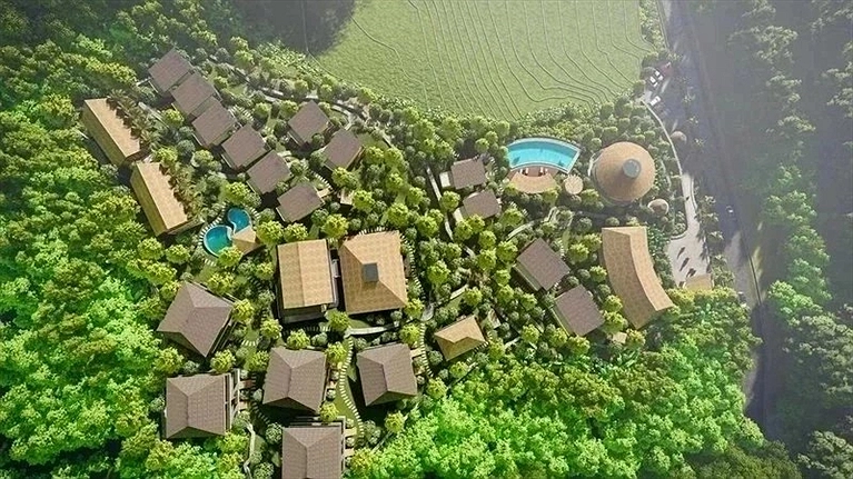 Pù Luông Bocbandi Retreat Thanh Hóa được bao bọc xung quanh là thảm thực vật xanh mượt mà, như nằm giữa bản giao hưởng tuyệt diệu của cây cối và núi đồi